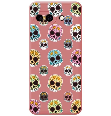 Custodia In Silicone Liquido Rosa Per Google Pixel 9A 5G Design Catrina Disegni - Immagine 1 di 2