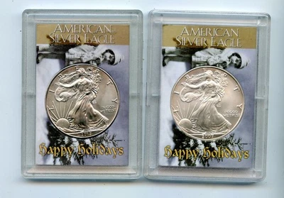 Par de águilas de plata americanas 2012 de Navidad - 1 oz Troy cada una Foto 1 de 2