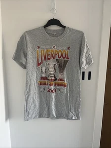 Mens Vintage Liverpool Rare 2001 Treble Winners T Shirt Size L - Picture 1 of 6