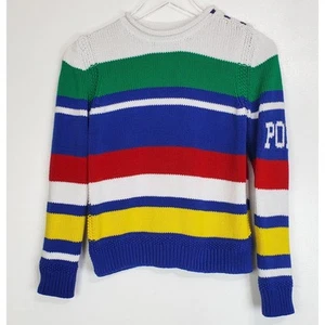 Polo Ralph Lauren kids large 12/14 striped knit sweater polo signature multi - Picture 1 of 12