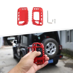 Red Key Fob Cover Protector Shell Case for Jeep Wrangler JL JT 2018+ Accessories - Picture 1 of 8