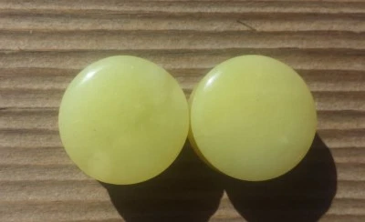 RARO! PAR DE TAPONES DE JADE LIMÓN REAL MEDIDORES JOYERÍA CORPORAL DOBLE ACAMPANADO Foto 1 de 4