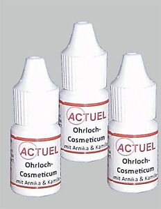 3x Actuel Ohrlochkosmetikum mit Arnika und Kamille 5ml zur Ohrlochpfle 