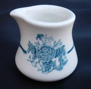 Walker China Handleless Creamer Teal Floral Design 1973 Restaurant Ware - Picture 1 of 5