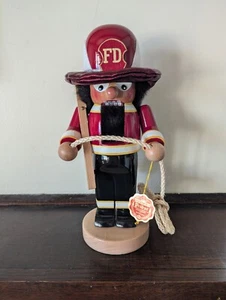 Steinbach FD Chubby Fireman Nutcracker 12" FIRE FIGHTER Rope Ladder Germany Tag - Picture 1 of 6