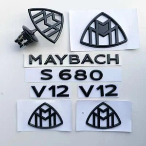 Gloss Black S680 Maybach Set Front Fender Rear Emblems Badge For Mercedes Benz - Picture 1 of 9