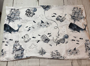 POTTERY BARN KIDS 1 Pillowcase Surf Vibes Wilder Ship Pirate Melville Whale 950C