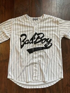 Camiseta de béisbol a rayas Biggie #10 Biggie con botones para hombre Bad Boy grande White Sox - Imagen 1 de 8