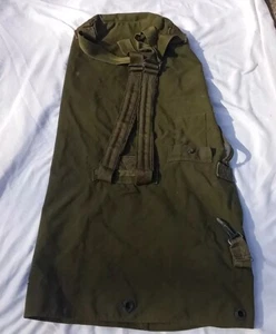 Vintage US Military Army OD Green Large Canvas Duffel Bag Rucksack - Picture 1 of 12