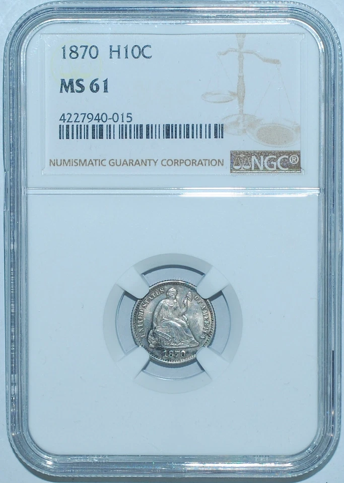 1870 NGC MS61 Liberty Seated Half Dime - Image 1 of 2