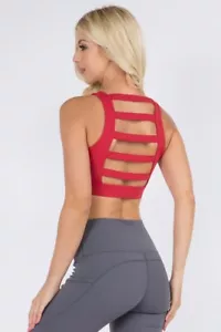 Para mujer Enrejado Abierto Espalda Ropa Activa Tiras Sujetador Deportivo Prenda para el torso S M L XL 658 - Imagen 1 de 11