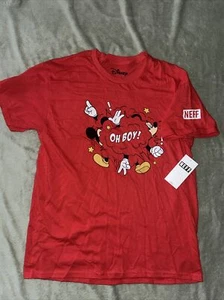 Neff Disney Collection Mickey Mouse T Shirt Red Oh Boy! Large NWT - Picture 1 of 3