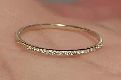 10k/14k Solid Gold Stardust Ring, Gold Eternity Band, Minimalist Ring, Midi Ring - Image 1 of 4