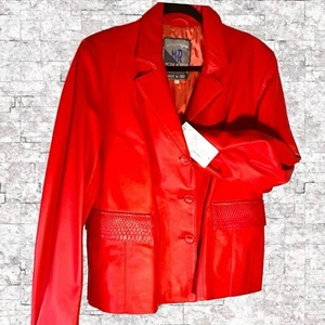 moda in pelle Vintage With Original Tags. Sz 42. Made In Italy. Red Leather Jkt - Picture 1 of 15