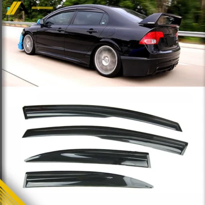 Window Vent Visor For 2006-2011 Honda Civic 4 Door Sedan Rain Guard Mugen Style - Image 1 of 4