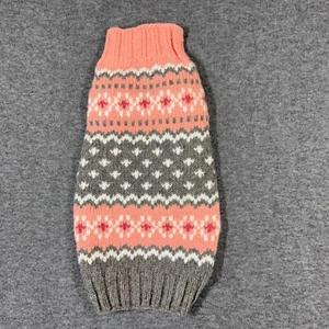 Chilly Dog 100% Wool Fair Isle Dog Sweater Size Medium M Pink Gray - Picture 1 of 9