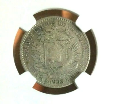 Venezuela 1903 1 Bolívar, NGC AU Detalles - Limpio, Fecha Escasa en AU Foto 1 de 2