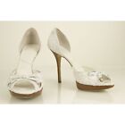 Christian Dior białe tkane skórzane czółenka peep toe buty platformowe rozmiar 39
