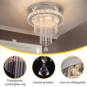 LED Crystal Chandelier Ceiling Light Pendant Light Hallway Bedroom Changeable US - Picture 1 of 15