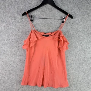 Oxford Top Womens 12 Orange Tangerine Ruffle Cami 100% Silk NEW NWT 8407 - Picture 1 of 11
