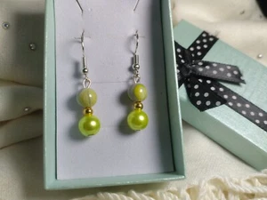 Apple Green, Yellow, Black White, Silver And Gold Color Earrings Free Box 446 - Picture 1 of 7