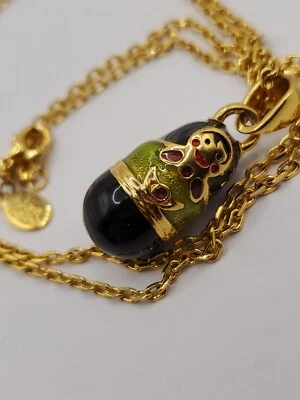 Vintage Joan Rivers Enamel Nesting Doll Pendant Necklace Faberge Egg Gold Tone - Image 1 of 4
