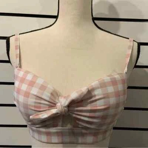 Neu mit Etikett SMALL Kona Sol rosa karierter Badeanzug Oberteil - Bild 1 von 4