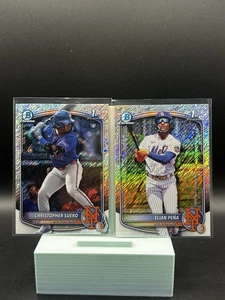 Elian Peña 2025 Bowman Chrome 1st Shimmer Refractor Mets Christopher Suero SP - Imagen 1 de 5