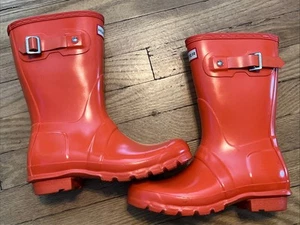 Hunter Women’s Original Short Rain Boots Bright Orange Gloss Size 6 - Picture 1 of 9