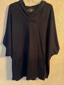 SOMA Lounge Hoodie Womens Large Oversized Short Sleeve Pullover Black - Picture 1 of 5