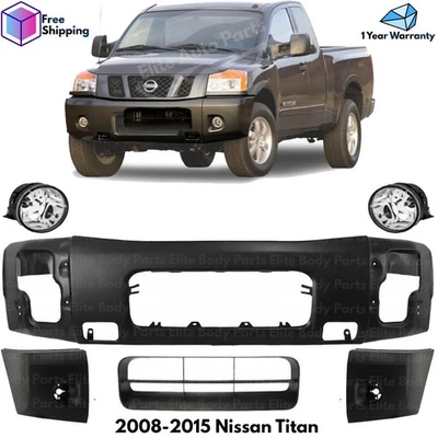 Front Bumper Paintable Steel & Fog Lights Kit For 2008-2015 Nissan Titan Foto 1 de 4