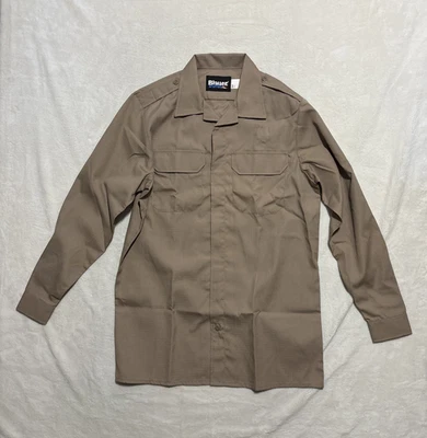 Blauer Mens M Tall Long Sleeve Shirt 8730 CDC Tan Ripstop Zip Hook N Loop - Image 1 of 4