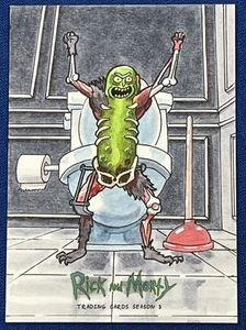 Rick & Morty Cryptozoic Season 3 Sketch Card David Angelo Roman 1/1 Pickle Rick - Picture 1 of 6