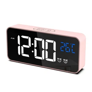Sveglia Digitale LED Sveglia da Comodino con Temperatura/Snooze/ 2 Allarme/12/24 - Foto 1 di 12