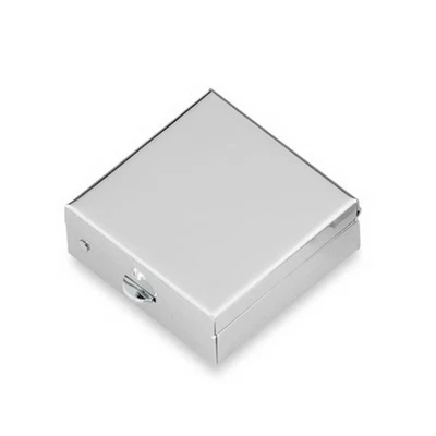 H.BAUER JUN. Pillendose klein Pillenbox eckig Tablettenbox Metall verchromt 2 Fächer 3.8 cm