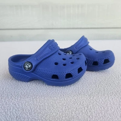 Crocs Classic Clog Baby Toddler SZ 2 3 Slip-On Blue Water Shoes Unisex My First - Image 1 of 4