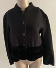 Aspesi 100% Wool Jacket Size 46 Black Velvet Trim Made In Italy