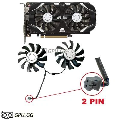 MSI GTX 1050 1050 Ti Fans 2 Pin Connector Replacement Fans 75mm - Image 1 of 4
