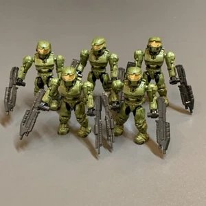 5x HALO MEGA BLOKS GREEN UNSC SPARTAN MARK IV MINI FIGURE &10 Guns Toys Gift #B - Picture 1 of 9