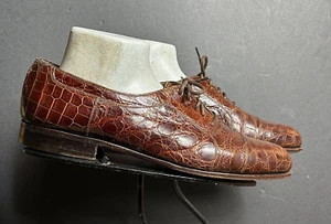 Herren Bally Italy echt braun Krokodil Schnürkappe Zehe Gr. 7,5 NEUWERTIG! 1650 $ - Bild 1 von 10