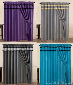 New Black Turquoise Curtain Panel Window Covering Drapes - Picture 1 of 5