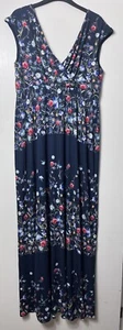 TIFFANY ROSE Maternity Navy Blue Alana Floral Maxi Dress Size 5 UK 16 18 - Picture 1 of 7