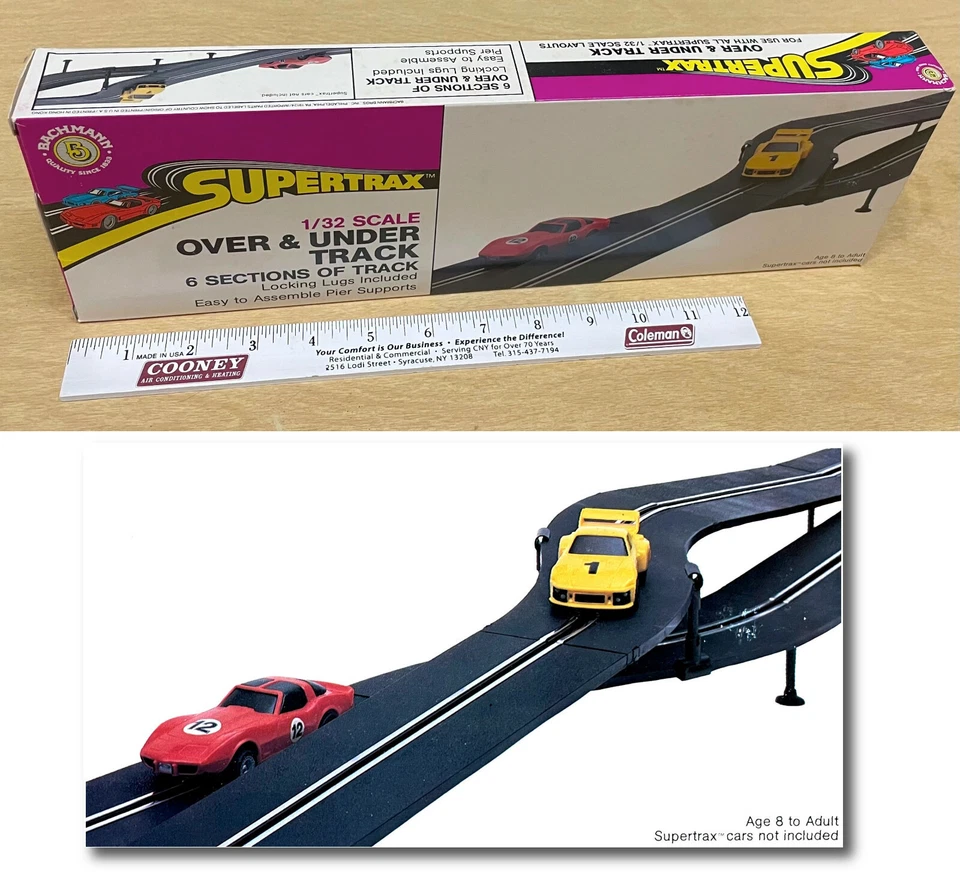 1980 Bachmann 1/32 Supertrax Slot Car OVER & UNDER TRACK 6 Sections +Lugs #6106 - Image 1 of 1