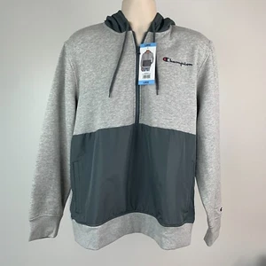 Sudadera con capucha Champion para hombre talla L media cremallera gris jaspeado bolsillos nueva con etiquetas - Imagen 1 de 7
