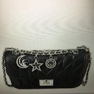 Karl Lagerfeld Agyness Lamm Leder Handtasche = Sonne Mond Sterne Charms Neu mit Etikett - Bild 1 von 7