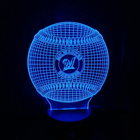 Milwaukee Brewers 3D Baseball Illusion Light Cover