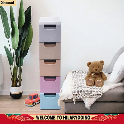 Plastic Drawers Dresser with 5 Drawers Tower Closet Storage Organizer Cabinet - Image 1 of 4