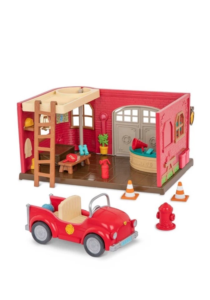 Li'l Woodzeez Honeysuckle Safety Department – 16pc Toy Fire Station Playset