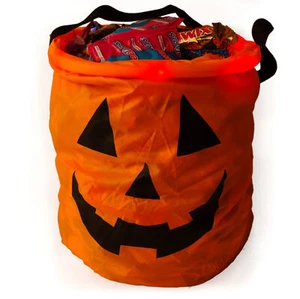 Light Up Pumpkin Halloween Safety 12" LED Trick or Treat Bag, Orange - Picture 1 of 1