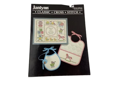 Janlynn Classic Cross Stitch Pattern Baby Bib Baby Sampler Horse - Image 1 of 3